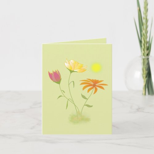 Three Flowers in the Sun _ transparent  Note Card