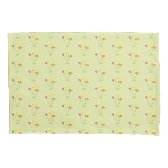Three Flowers in the Sun - transparent pattern.  Pillow Case (Front)