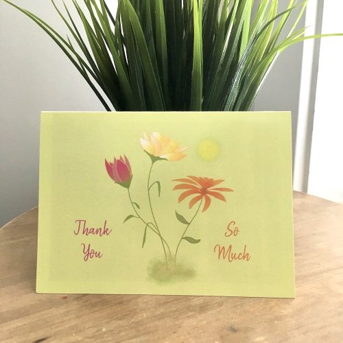 Three Flowers in the Sun _ transparent Thank You Card