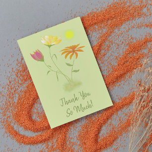 Three Flowers in the Sun - transparent. Thank You Card