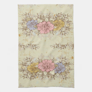 Three Flowers, Vintage Country Floral Towel