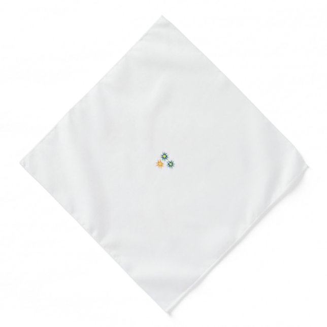 three flowers with green and orange petals bandana (Front)