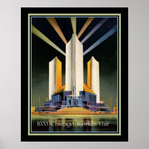 Three Fluted Towers 1933 Worlds Fair Poster