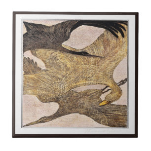 Three Flying Birds Dutch Victorian Art Ceramic Tile