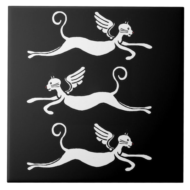 three flying cats ceramic tile (Front)