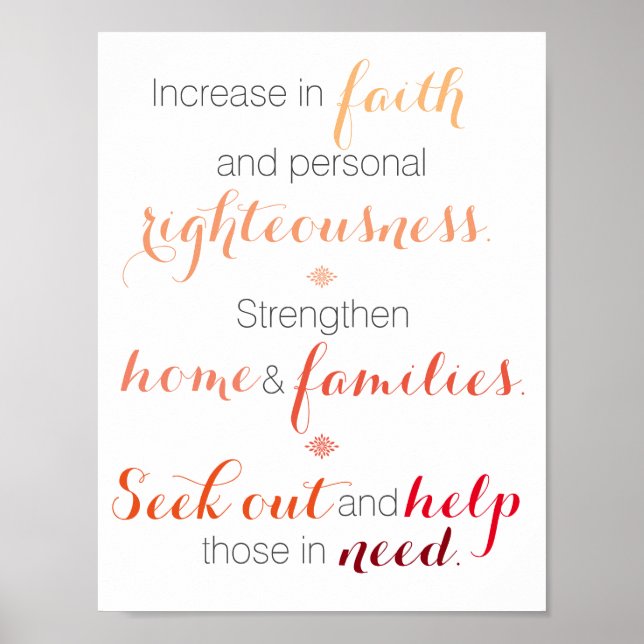 Three-Fold Relief Society Purpose Poster (Front)