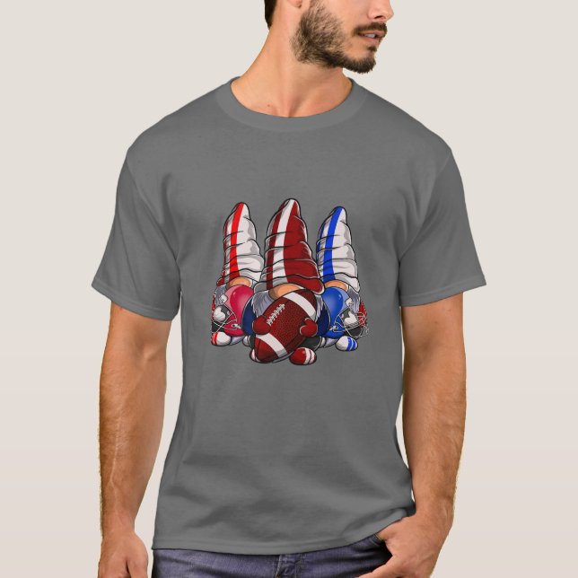Three Football Gnomes, Football Gnome, Funny Sport T-Shirt (Front)