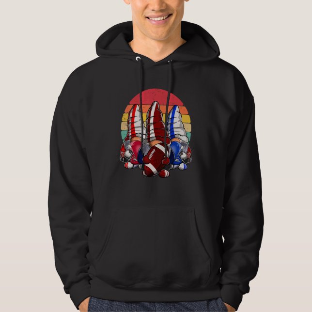 Three Football Gnomes Football Gnome  Sport Footba Hoodie (Front)