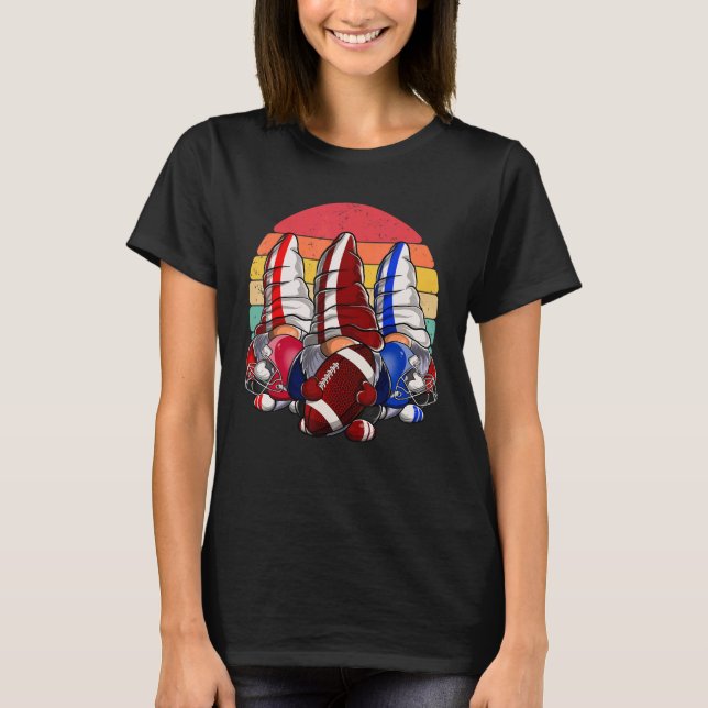 Three Football Gnomes Football Gnome  Sport Footba T-Shirt (Front)