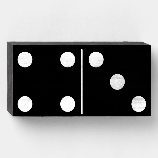 Three Four Black Domino Wood Box Wall Art  (Front Horizontal)