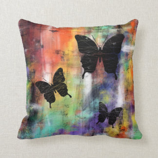Three Free Butterflies Throw Pillow