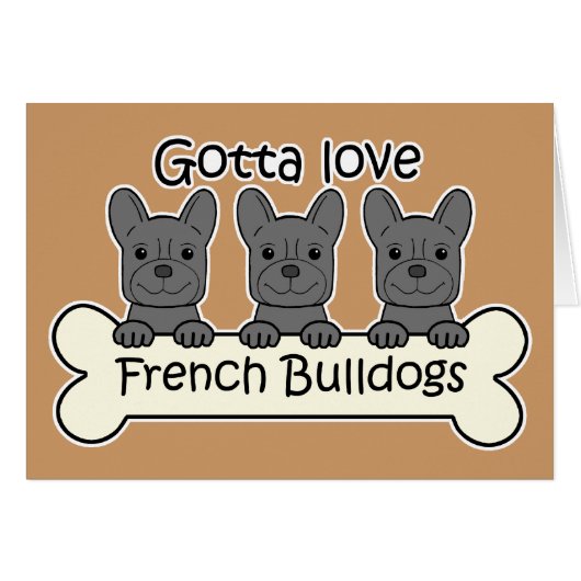 Three French Bulldogs Cards (Front Horizontal)