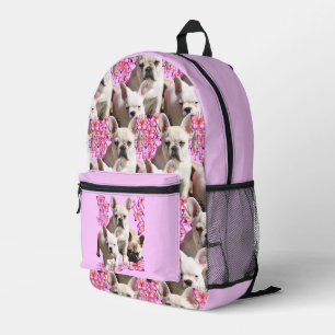 Three French Bulldogs with butterfly Printed Backpack