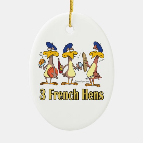 three french hens 3rd third day of christmas ceramic ornament