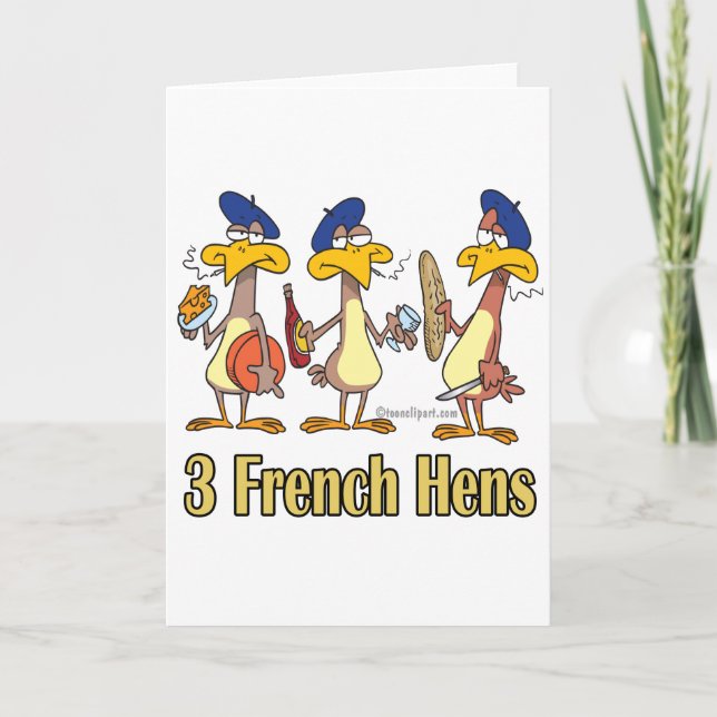 three french hens 3rd third day of christmas holiday card (Front)
