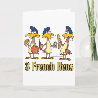 three french hens 3rd third day of christmas holiday card