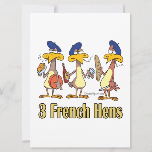 three french hens 3rd third day of christmas holiday card