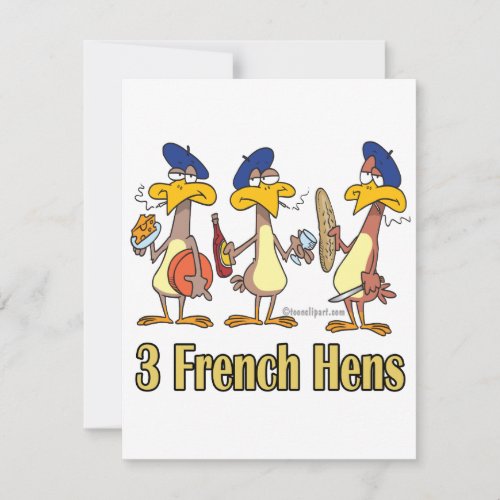 three french hens 3rd third day of christmas holiday card