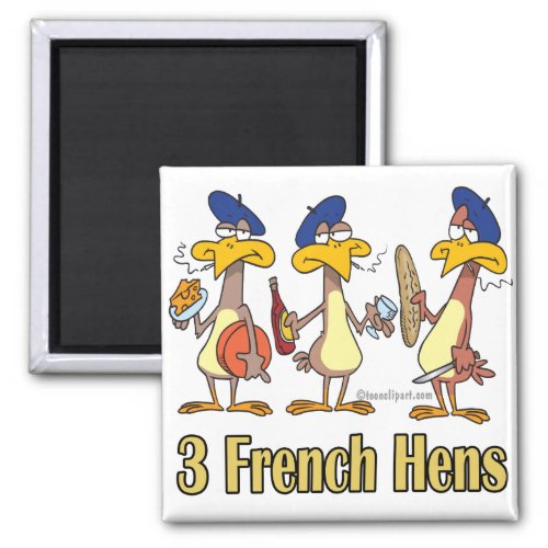 three french hens 3rd third day of christmas magnet