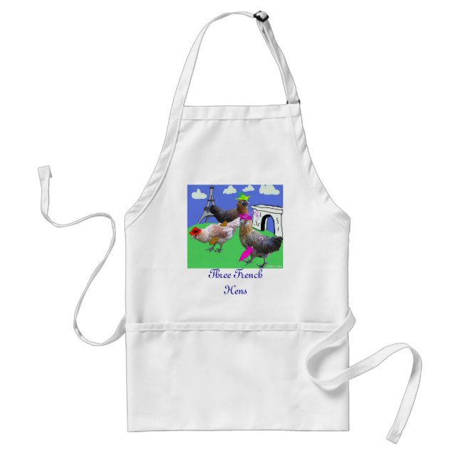 Three French Hens Adult Apron (Front)