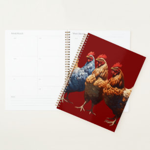 Three-French-Hens Brown-Feathered Planner