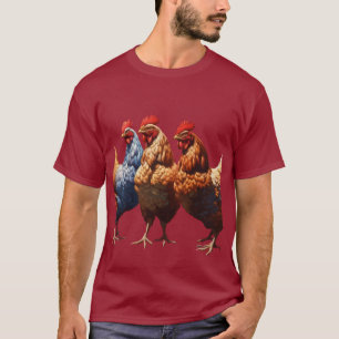 Three-French-Hens Brown-Feathered T-Shirt