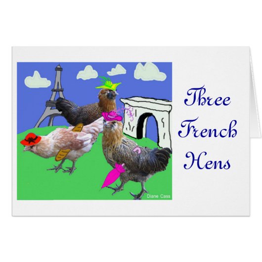 Three French Hens Cards (Front Horizontal)
