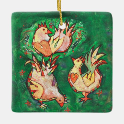Three French Hens Christmas ornament