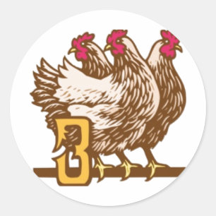 Three French Hens Classic Round Sticker