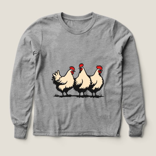 Three French Hens Cut-Out Stencil-Style 4 Tri-Blend Shirts (Design Front)