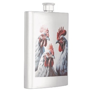 Three French Hens Faith Hope Charity Cut Out v1 Flask