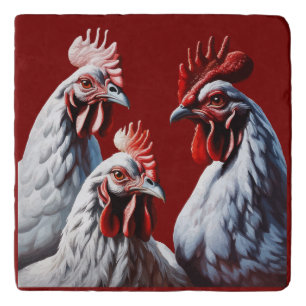 Three French Hens Faith Hope Charity Cut Out v1 Trivet