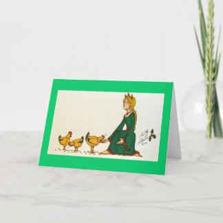 Three French Hens (Green Dress) Holiday Card