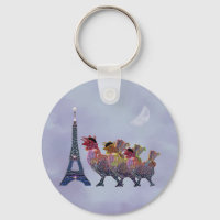 Three French Hens Keychains