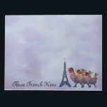 Three French Hens Notepads<br><div class="desc">Graphic illustration of Three French Hens on their way to the Eiffel tower.</div>