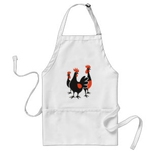 Three French Hens Retro Mid-Century Cut-Out 4 Adult Apron