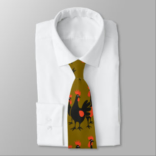 Three French Hens Retro Mid-Century Cut-Out 4 Neck Tie