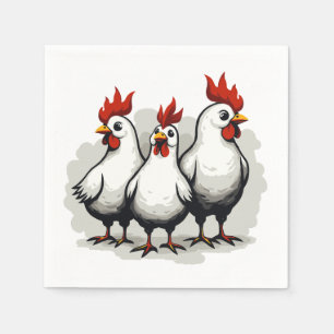 Three French Hens Retro Mid-Century Cut-Out 5 Napkins