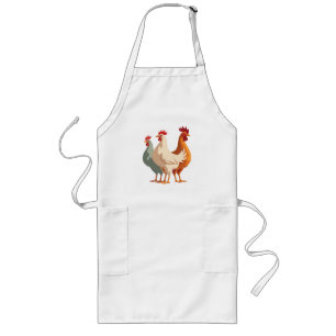 Three French Hens Retro Mid-Century Cut-Out 6 Long Apron