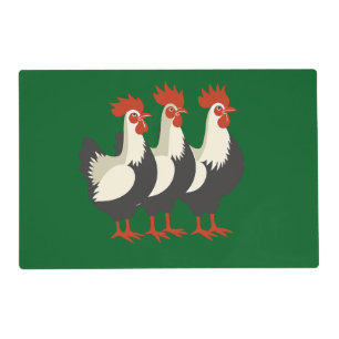 Three French Hens Retro Mid-Century Cut-Out 7 Placemat