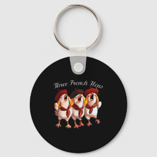 Three French Hens Singing The 12 Days Song, Christ Keychain