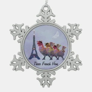Three French Hens Snowflake Ornament