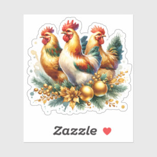 Three French Hens Twelve Days of Christmas Sticker