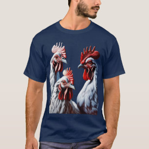 Three-French-Hens White-Feathered T-Shirt