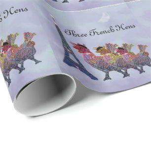 Three French Hens Wrapping Paper