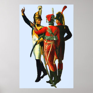 three French soldiers circa 1800 print