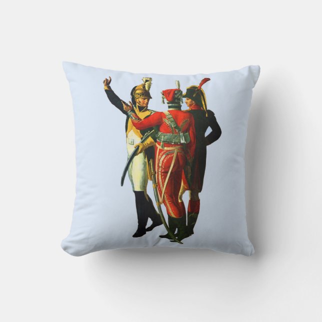 three French soldiers circa 1800 print Throw Pillow (Front)