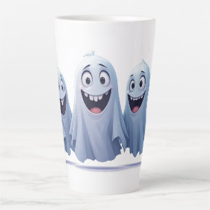 Three Friendly Halloween Ghosts Together At Night Latte Mug