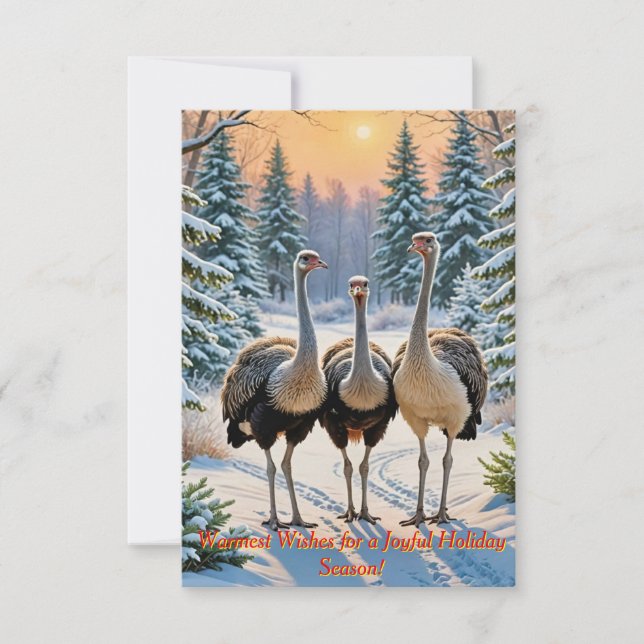 Three friendly ostriches invitation (Front)