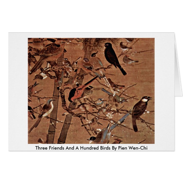 Three Friends And A Hundred Birds By Pien Wen Chi Cards